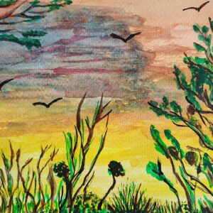 Your Peaceful Paradise- A Sanctuary of Serenity - Watercolor- Hand Painted Original