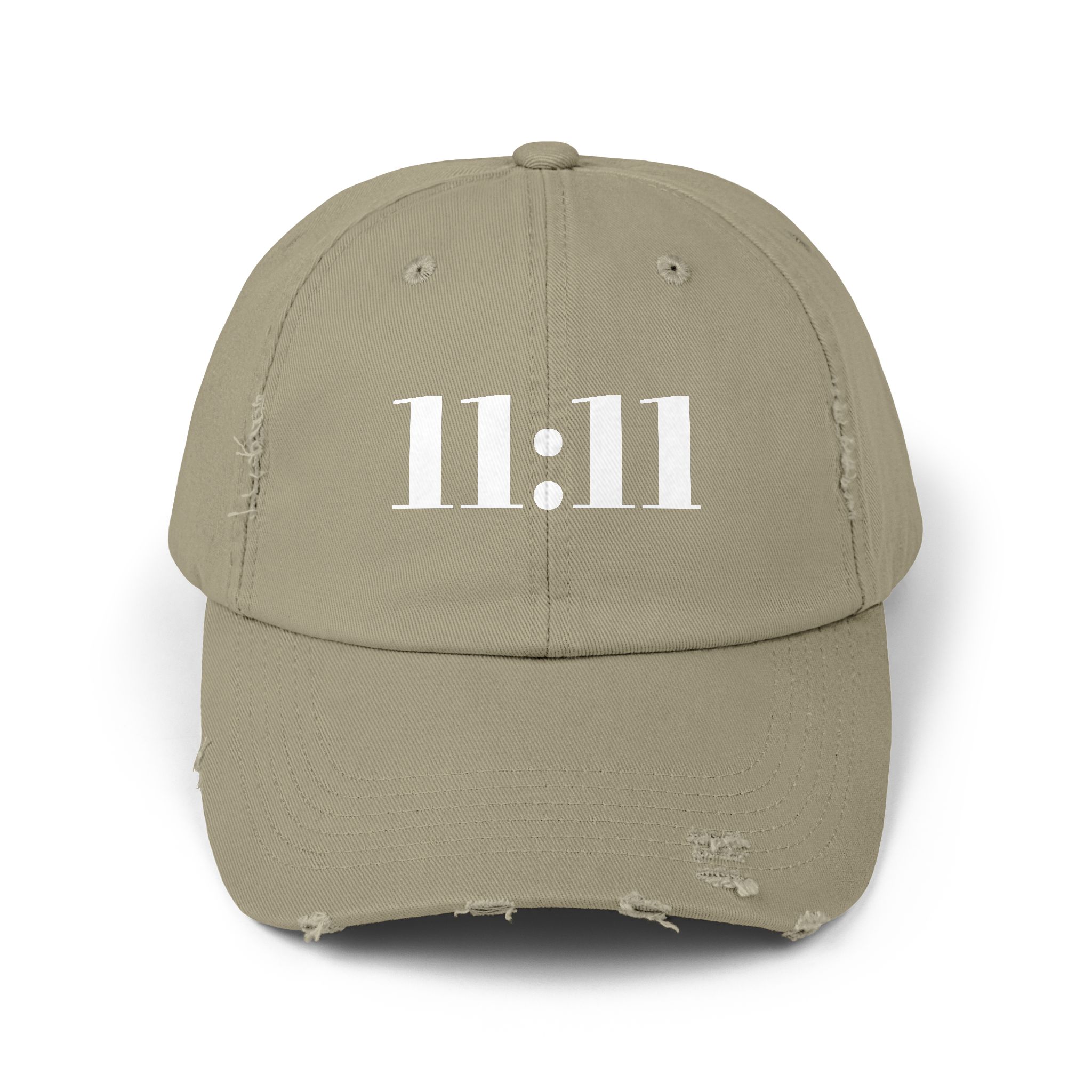 Unisex Distressed Cap with 11:11 Design, Hat for Mindfulness, Wear the Frequency of Alignment, Gift for Him or Her, Casual Wear, Spiritual Inspiration, Everyday Fashion - Image 6