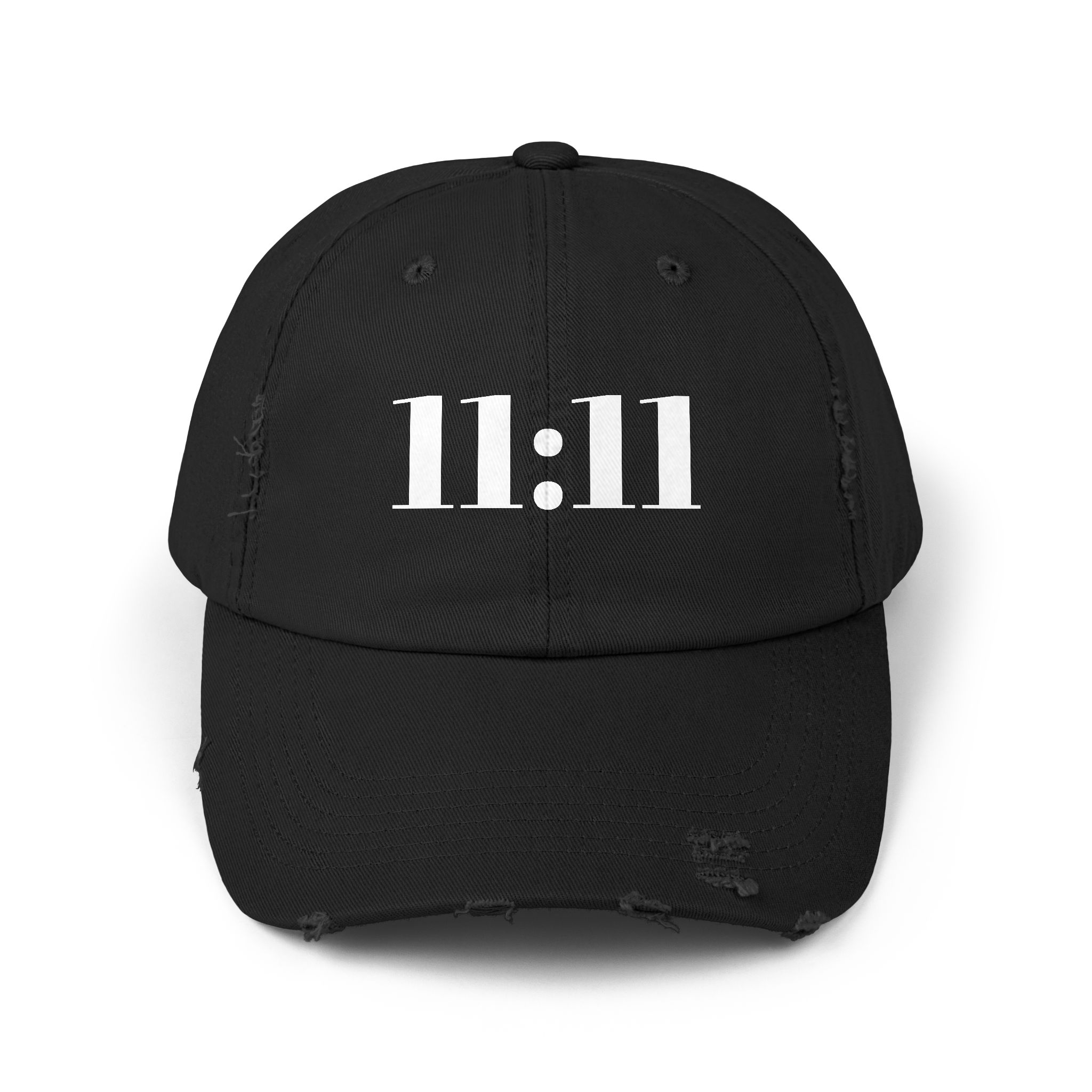 Unisex Distressed Cap with 11:11 Design, Hat for Mindfulness, Wear the Frequency of Alignment, Gift for Him or Her, Casual Wear, Spiritual Inspiration, Everyday Fashion
