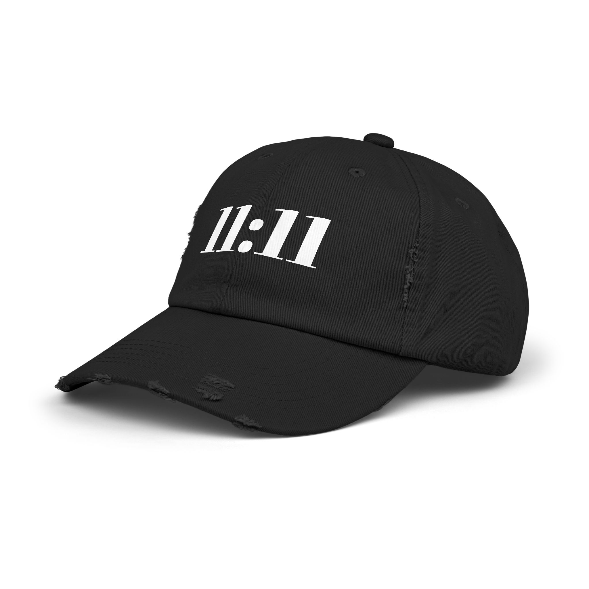 Unisex Distressed Cap with 11:11 Design, Hat for Mindfulness, Wear the Frequency of Alignment, Gift for Him or Her, Casual Wear, Spiritual Inspiration, Everyday Fashion - Image 2