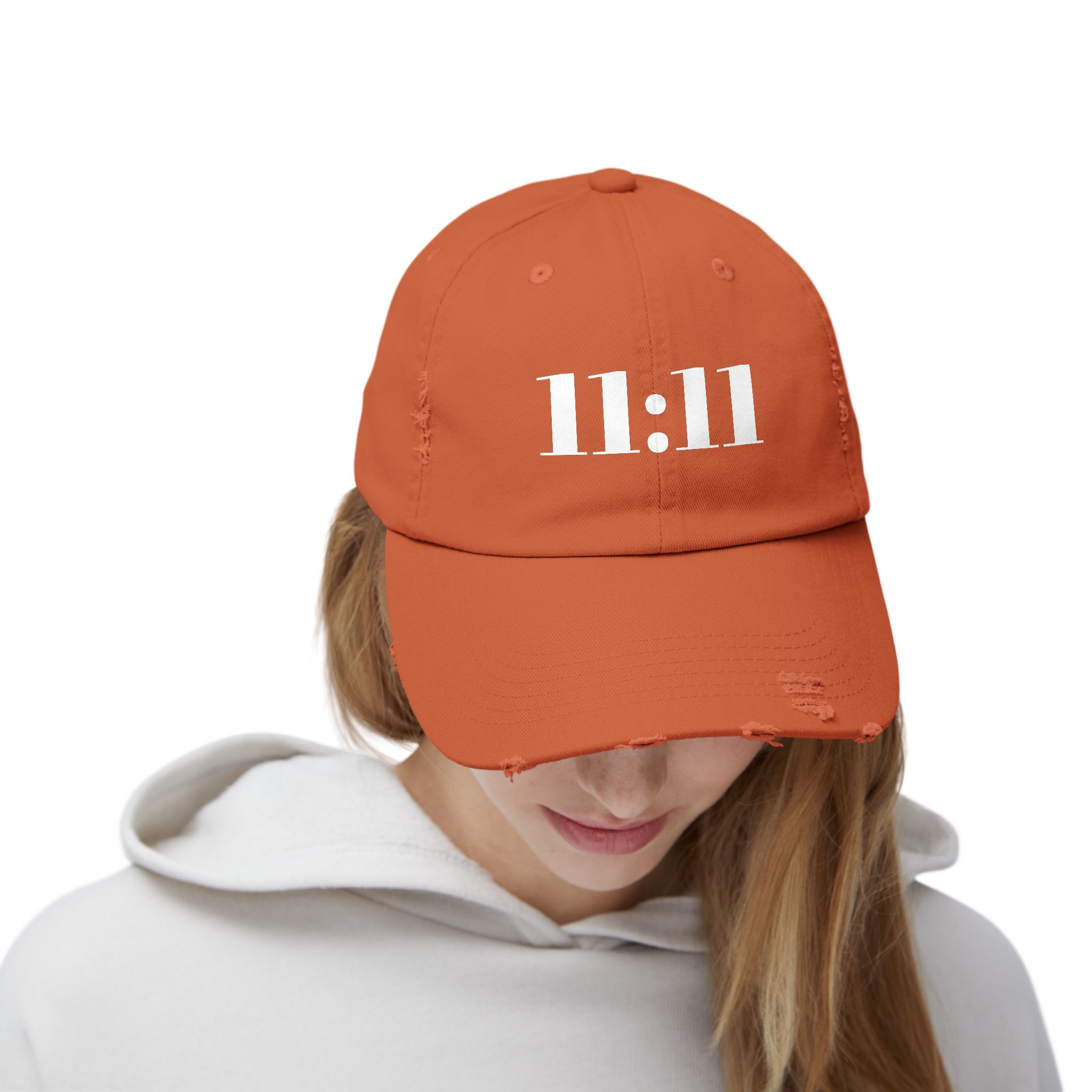 Unisex Distressed Cap with 11:11 Design, Hat for Mindfulness, Wear the Frequency of Alignment, Gift for Him or Her, Casual Wear, Spiritual Inspiration, Everyday Fashion - Image 5